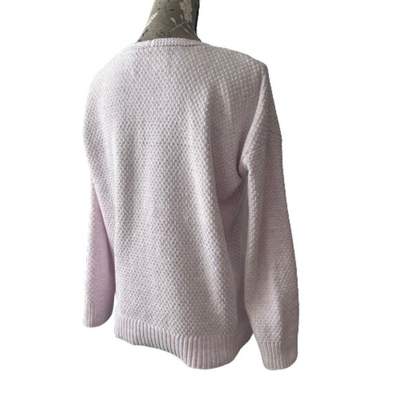 Calvin Klein Jeans Women M Pink Sleeved Pullover V neck Relaxed Fit Sweater Top - Picture 4 of 15